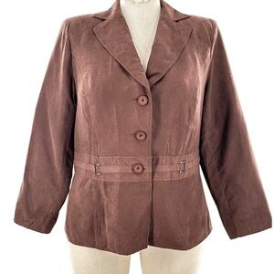 Kim Rogers Signature blazer size 1X brown microsuede Corpcore southwestern